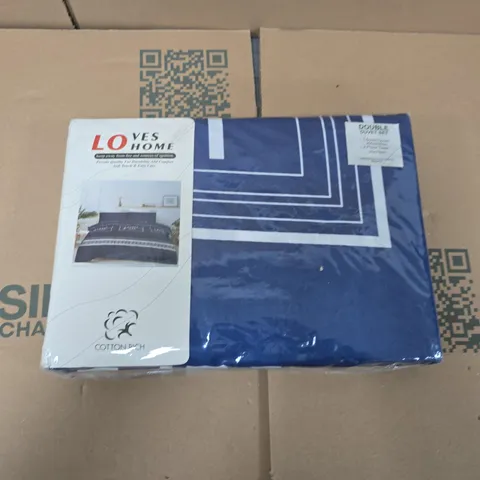 LOVES HOME DOUBLE DUVET SET IN BLUE