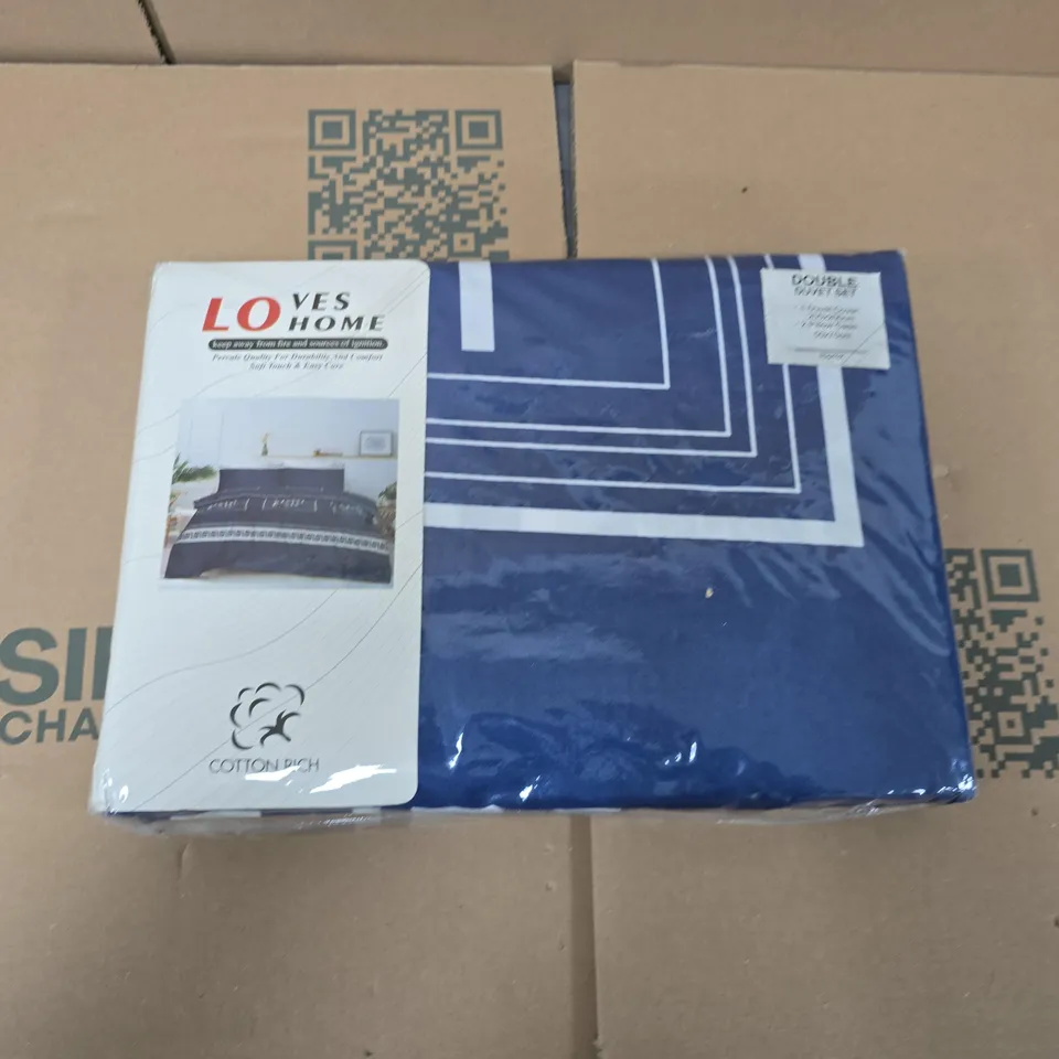LOVES HOME DOUBLE DUVET SET IN BLUE