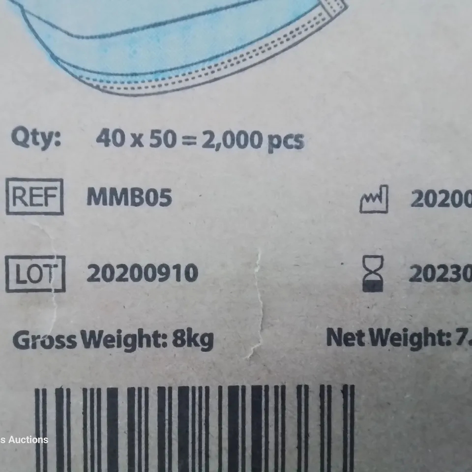 TWO CASES EACH CONTAINING 2000 DISPOSABLE MEDICAL FACE MASKS TYPE IIR