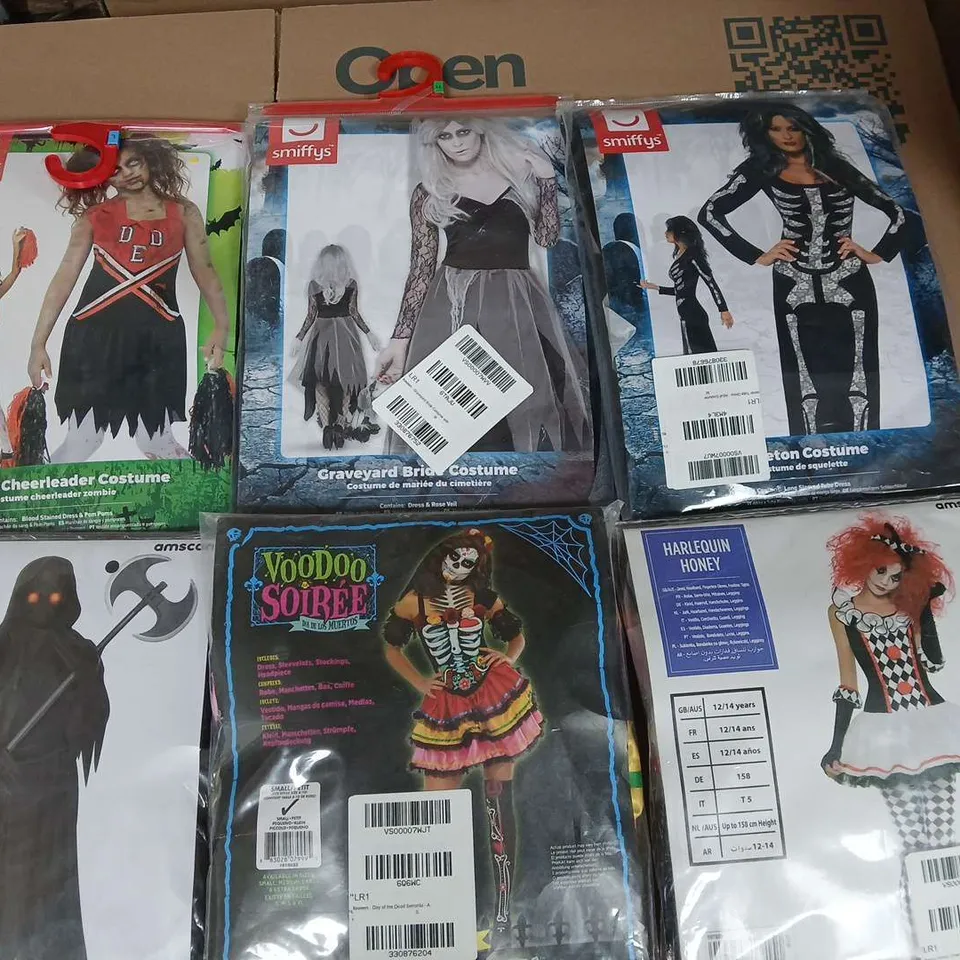 LOT OF 12 ASSORTED FANCY DRESS COSTUMES - VARIOUS SIZES