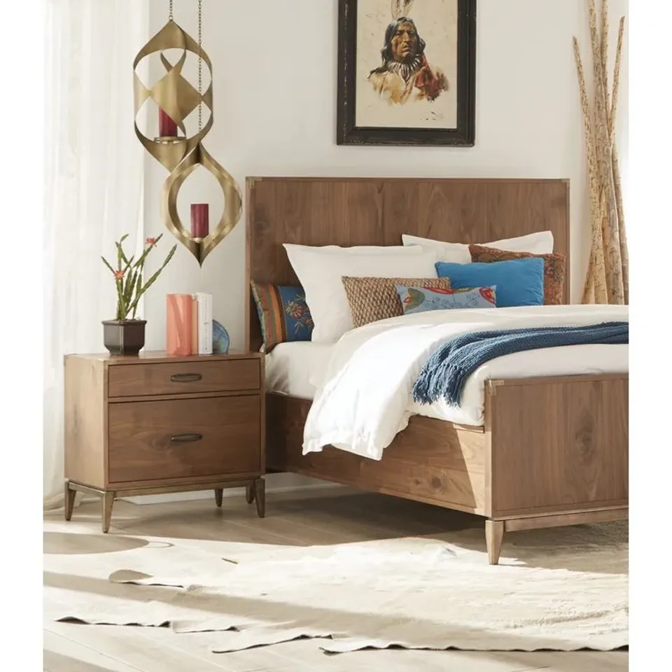 BRAND NEW BOXED DESTINY 2 DRAWER WALNUT-EFFECT NIGHTSTAND (1 BOX)