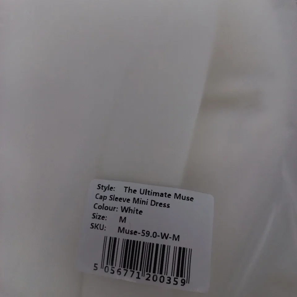 THE ULTIMATE MUSE CAP SLEEVE MINI DRESS – WHITE, UK M (WOMEN'S) – PACKAGED