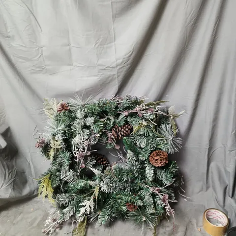 PRE LIT FROSTED CONE WREATH 