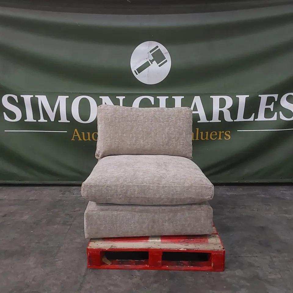 QUALITY DESIGNER FABRIC UPHOLSTERED ARMLESS CHAIR