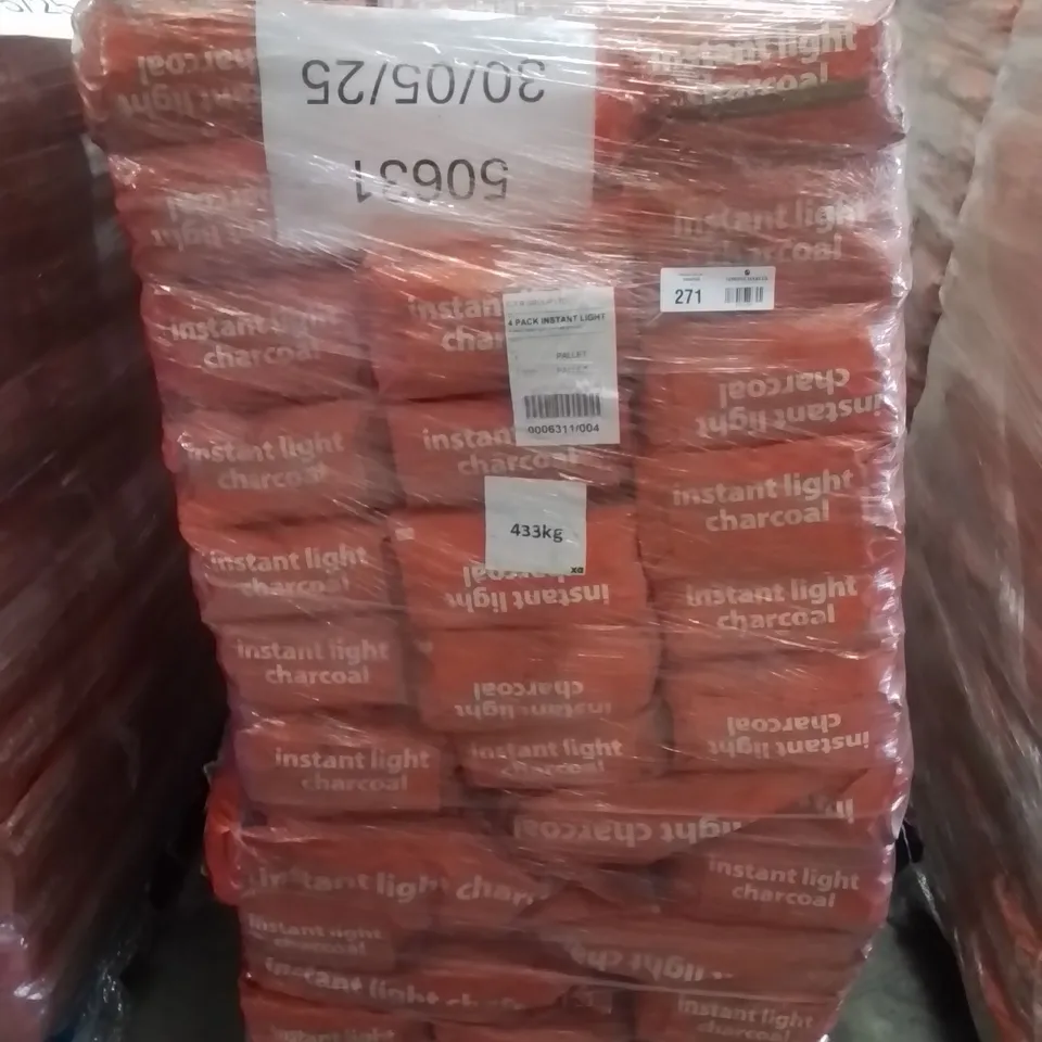 PALLET CONTAINING APPROXIMATELY 100 BRAND NEW 4 PACK INSTANT LIGHT CHARCOAL BAGS