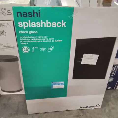 BOXED GOODHOME NASHI BLACK GLASS SPLASHBACK 