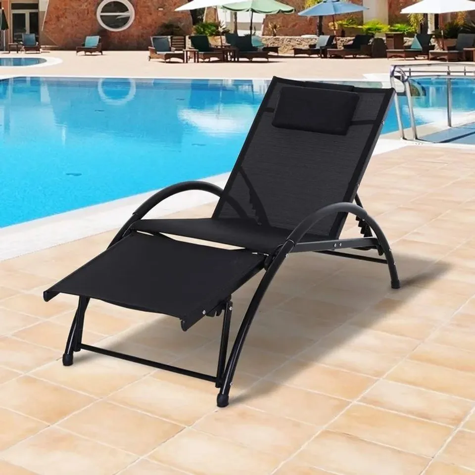 BOXED AALILAH RECLINING SUN LOUNGER- BLACK