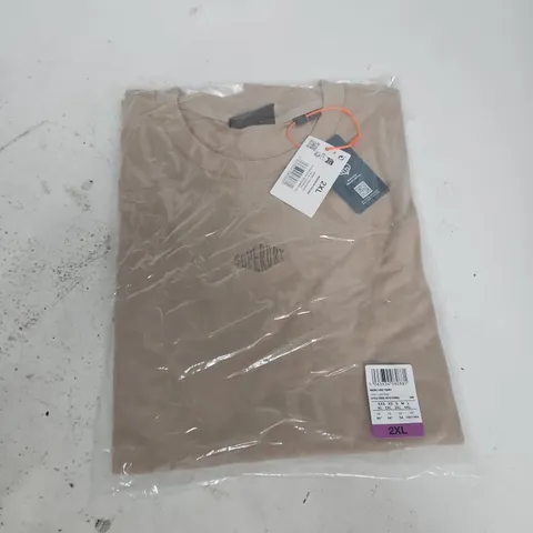BAGGED SUPERDRY MICRO LOGO T-SHIRT IN LIGHT BEIGE - 2XL