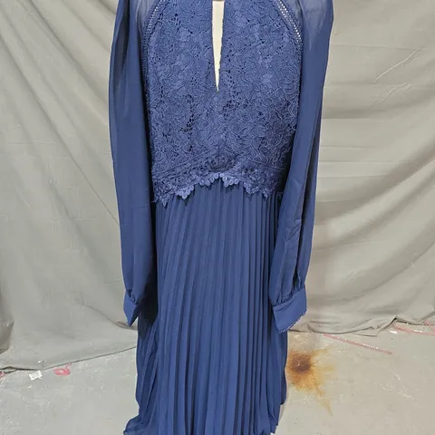 WALLIS NAVY LACE INSERT MIDI DRESS – UK 18