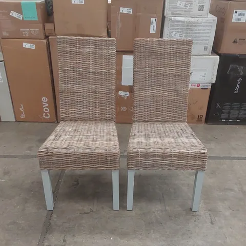 PAIR OF DESIGNER WICKER DINING CHAIRS
