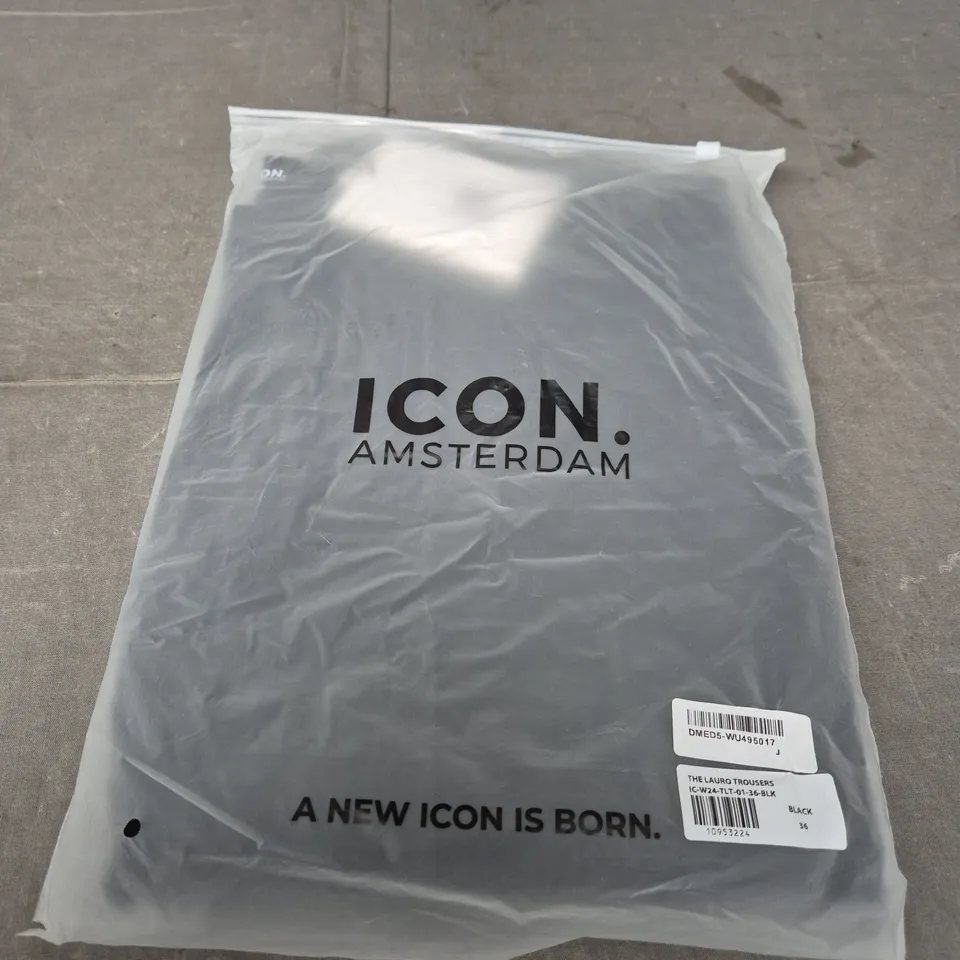ICON AMSTERDAM THE LAURO TROUSERS – BLACK, SIZE 36