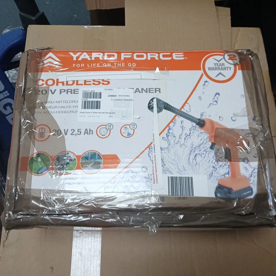 YARD FORCE 20V CORDLESS PRESSURE CLEANER KIT