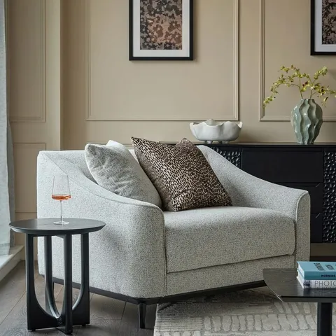 BOXED DANETTI JULEP GREY CHENILLE LOVE SEAT