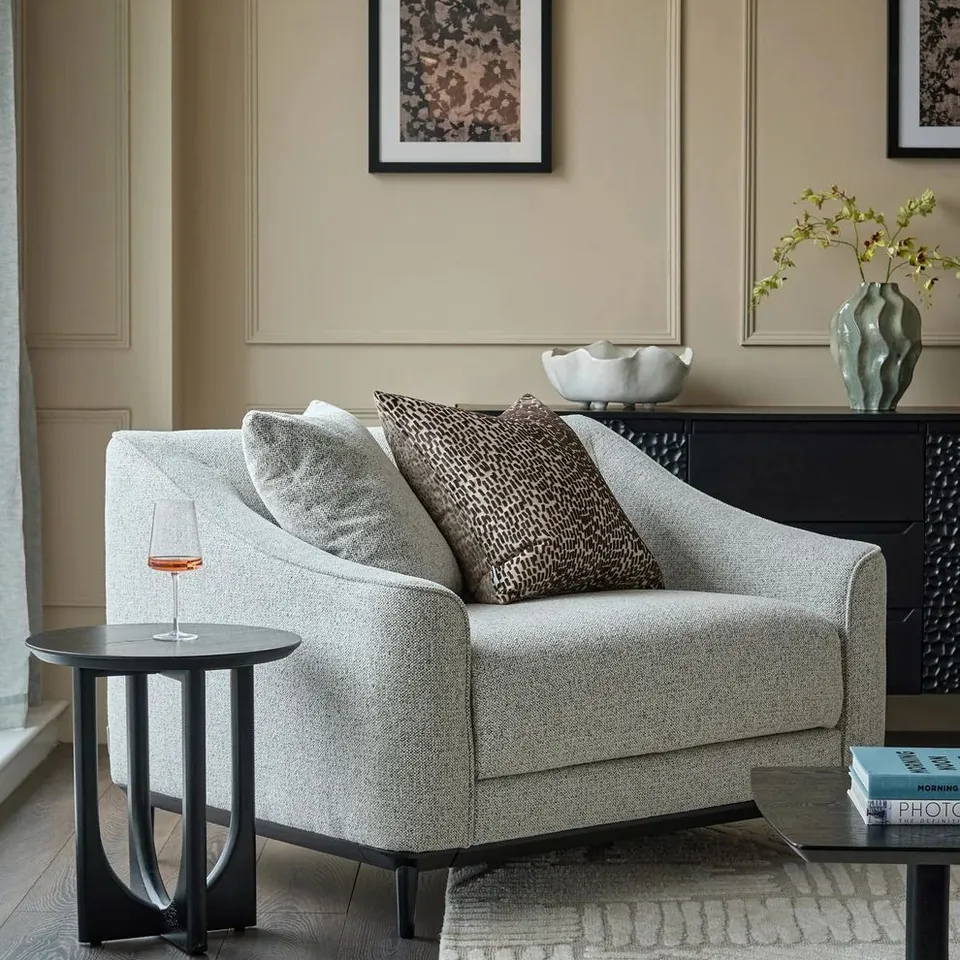 BOXED DANETTI JULEP GREY CHENILLE LOVE SEAT RRP £749