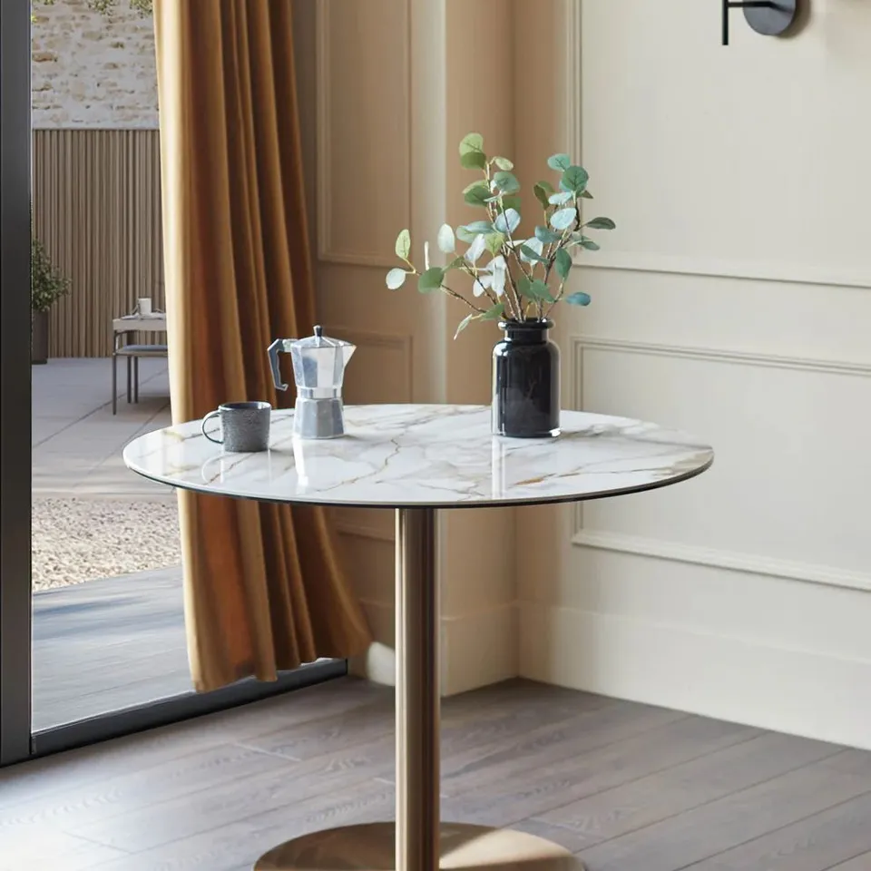 BOXED DANETTI ROMEO NATURAL CERAMIC 4 SEATER DINING TABLE (3 BOXES)