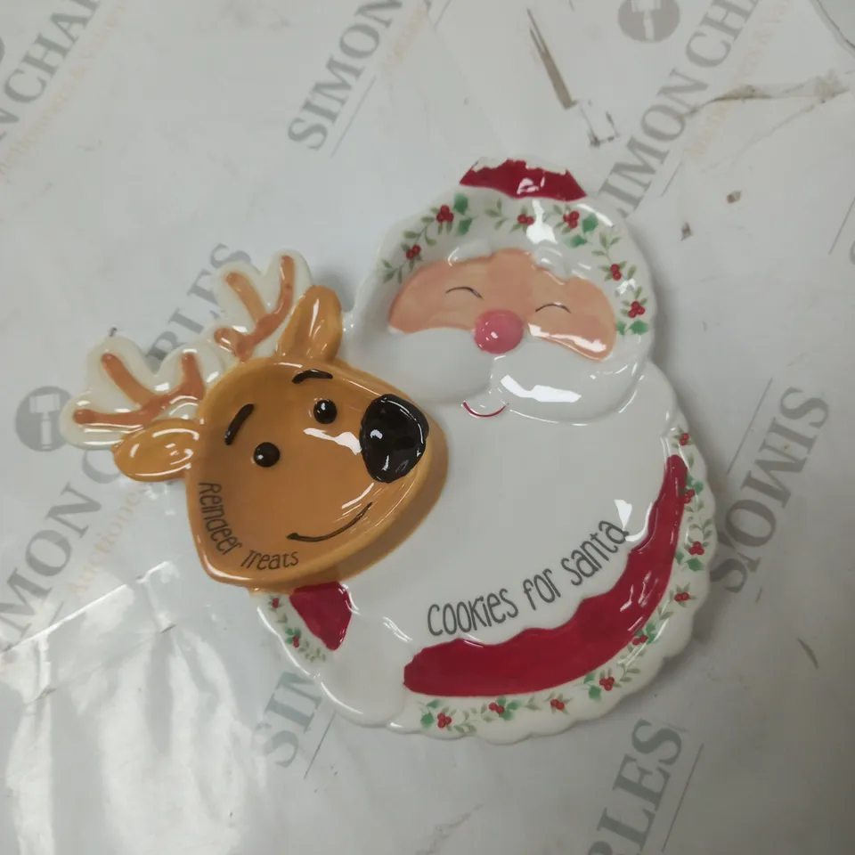 SANTA AND REINDEER CERAMIC TREAT ONE SIZE 