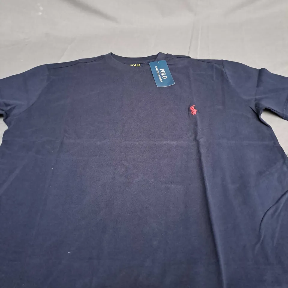 POLO RALPH LAUREN NAVY T-SHIRT  - SMALL