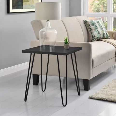 BOXED DOREL OWEN RETRO END TABLE - BLACK OAK EFFECT (1 BOX)