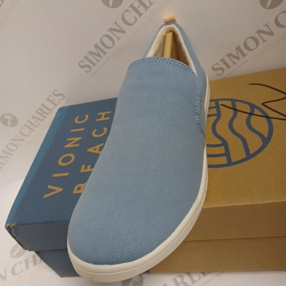 BOXED VIONIC VENICE MARSHALL CANVAS SLIP ON SHOES, SKY - SIZE 6