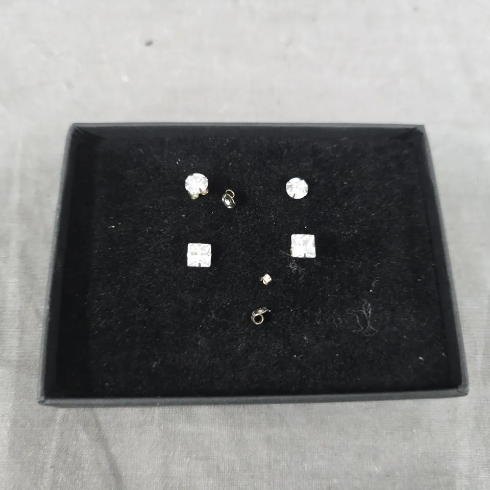 THE LOVE COLLECTION 9CT WHITE GOLD SET OF TWO 5MM CUBIC ZIRCONIA STUD EARRINGS