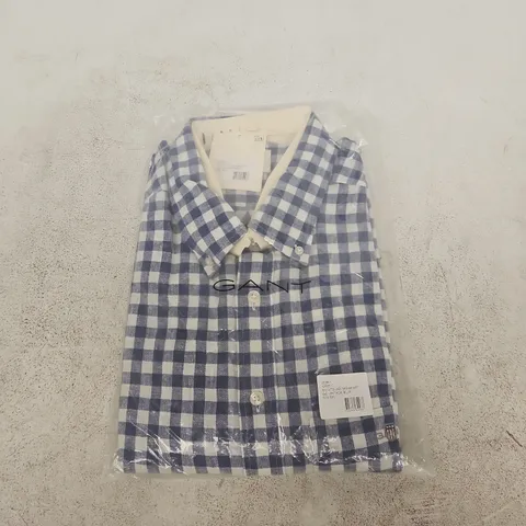 GANT COTTON LINEN GINGHAM SHIRT – VINTAGE BLUE, SIZE XXL (MEN'S)