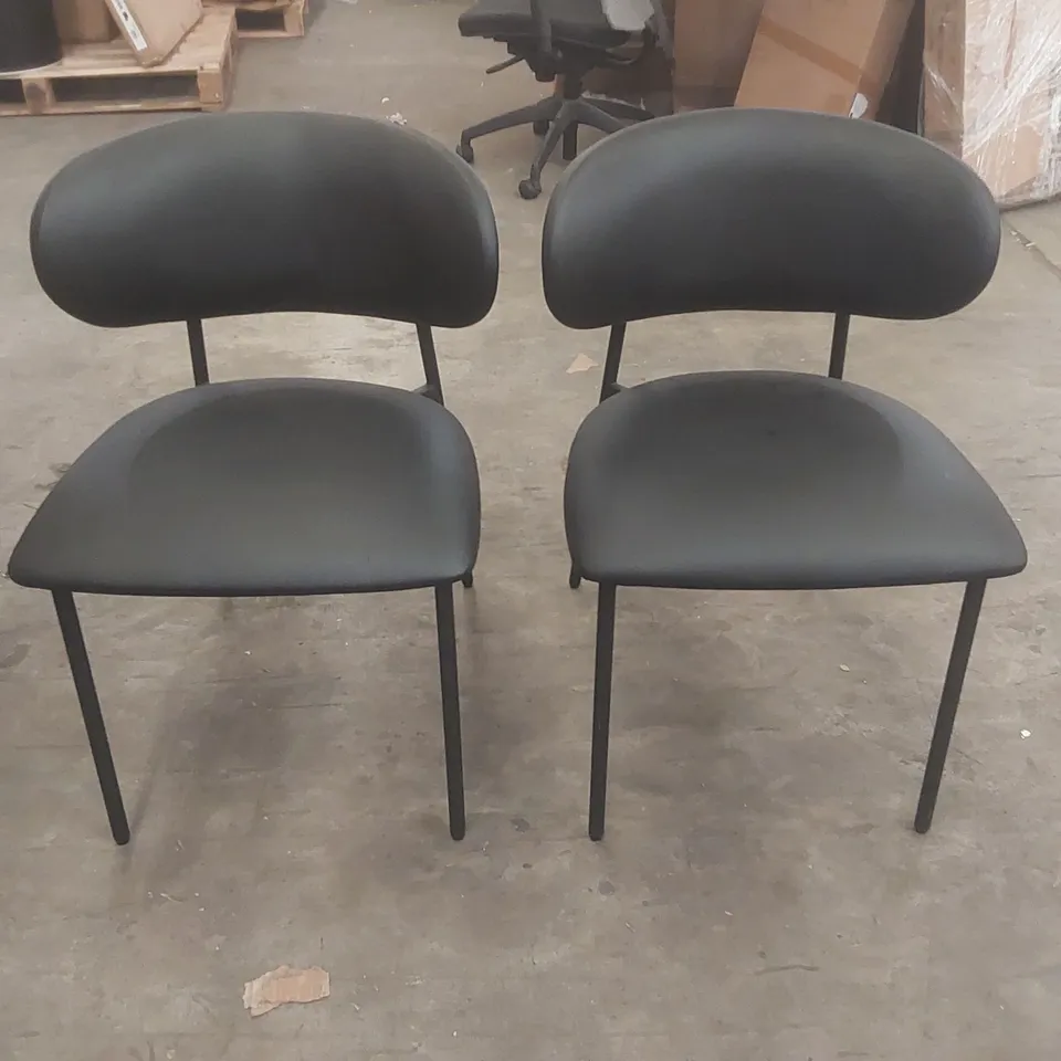 SET OF 2 DANETTI CREE BLACK FAUX LEATHER DINING CHAIR