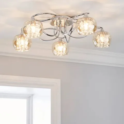BOXED SEYCHELLES 5 LIGHT FLUSH CEILING LIGHT - SILVER