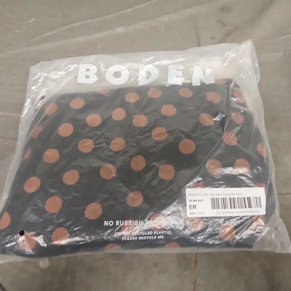 BAGGED BODEN ORLA SHORT JERSEY SHIRT DRESS IN BLACK/BROWN - UK 12R