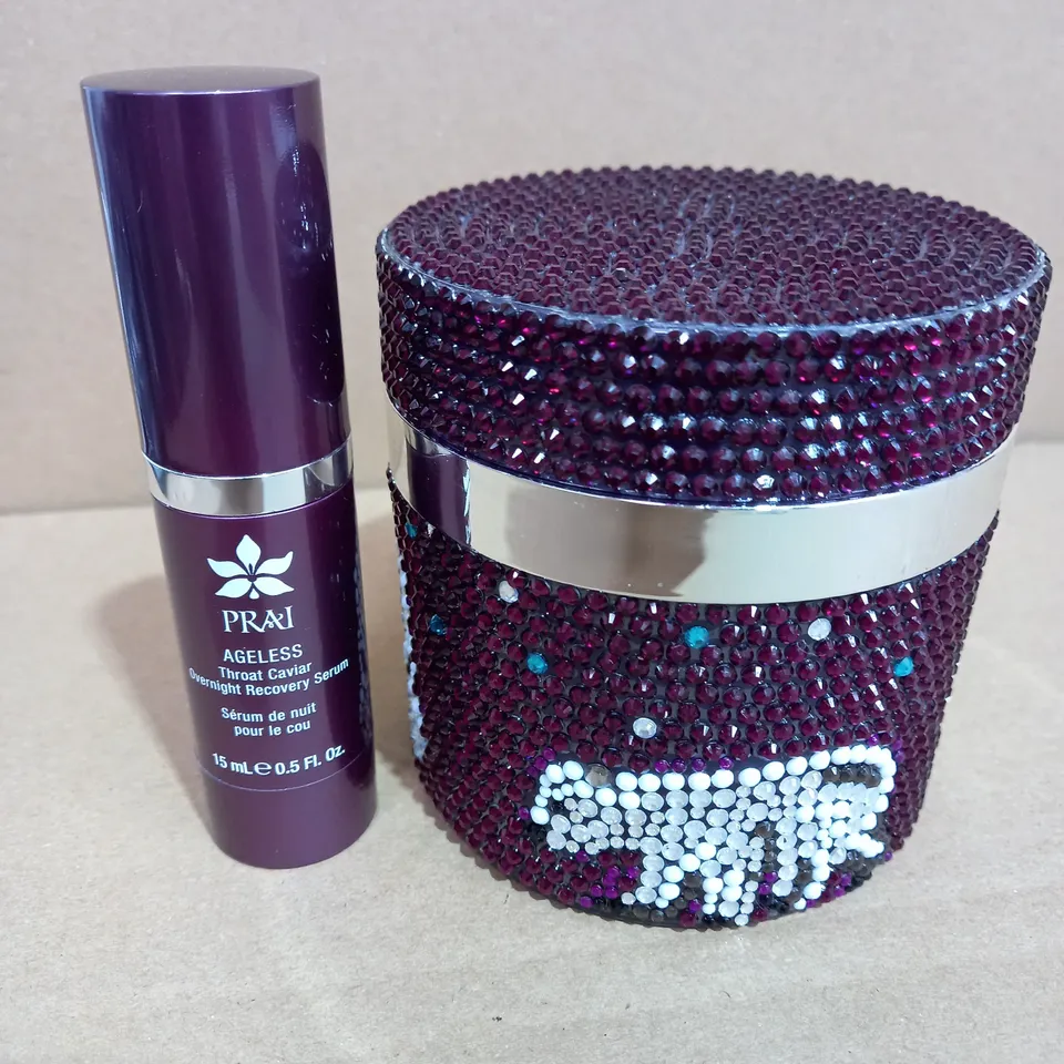 PRAI BEAUTY AGELESS THROAT AND DÉCOLLETAGE 200ML NIGHT CRÈME AND THROAT CAVIAR OVERNIGHT RECOVERY 15ML SERUM