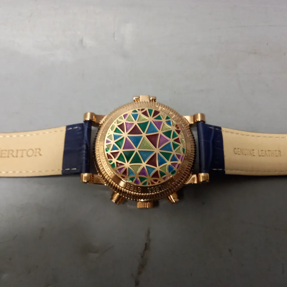 BOXED HERITOR LEATHER STRAP WATCH