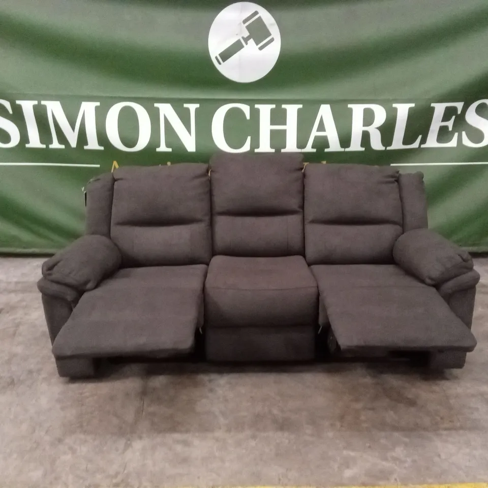 ALBION FABRIC 3 SEATER HIGH BACK MANUAL RECLINER SOFA - CHARCOAL RRP £749