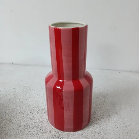 CERAMIC VASE WITH PINK AND RED STRIPES