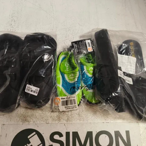 BOX OF APPROXIMATELY 15 ASSORTED PAIRS OF SHOES AND FOOTWEAR ITEMS IN VARIOUS COLOURS, STYLES, AND SIZES - COLLECTION ONLY