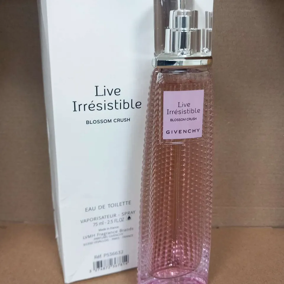 BOXED GIVENCHY LIVE IRRESISTIBLE BLOSSOM CRUH EAU DE TOILETTE 75ML TESTER  BOTTLE