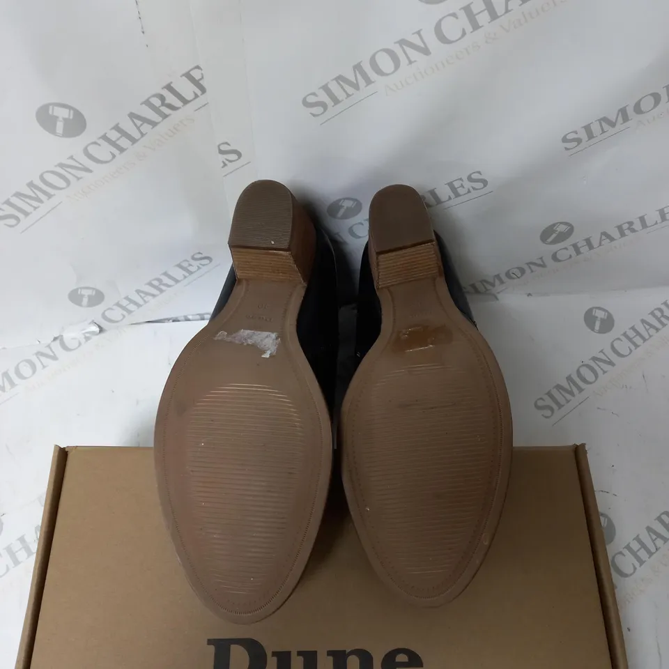 BOXED PAIR OF DUNE PAICE ANKLE BOOTS IN BLACK UK SIZE 7