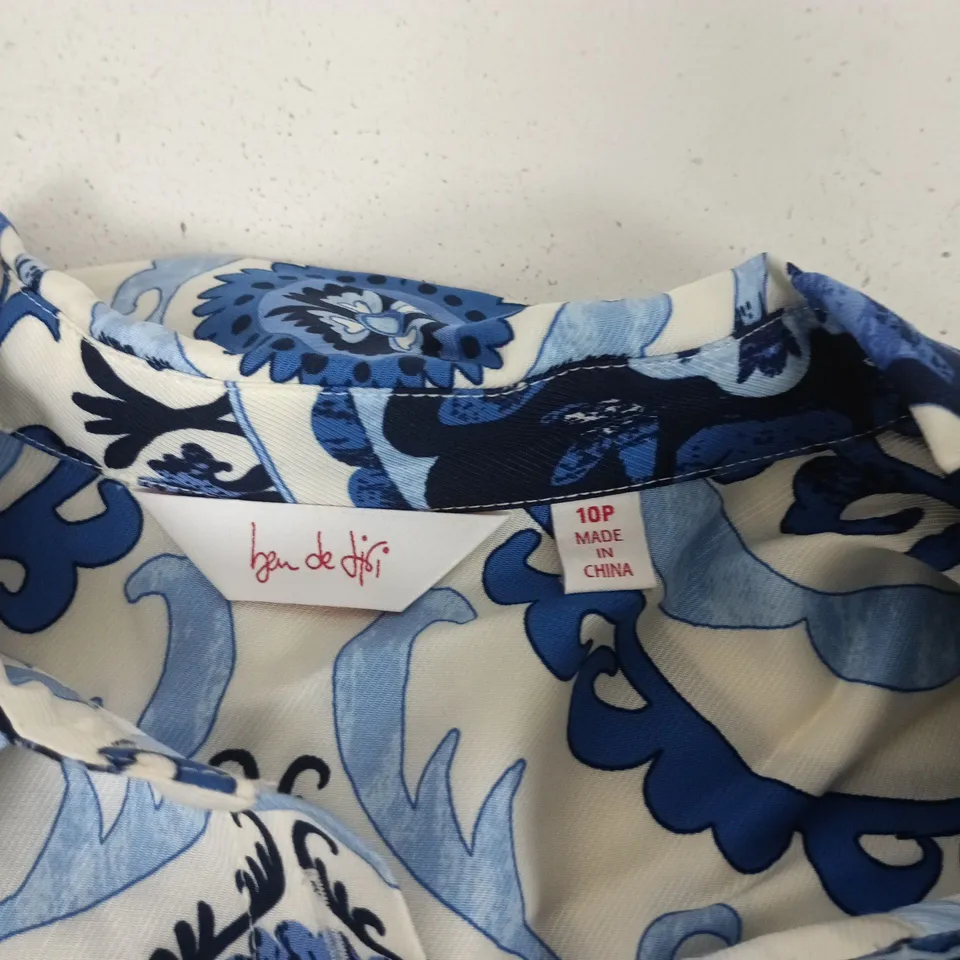 BEN DE LISI WOMEN'S BLUE & WHITE FLORAL DRESS – BUTTON-THROUGH, UK 10P