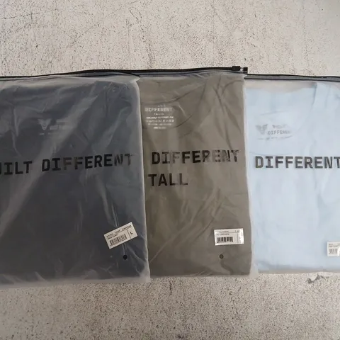 SET OF APPROXIMATELY 10 ASSORTED BUILT DIFFERENT T-SHIRTS/SHIRTS IN VARIOUS COLOURS AND SIZES