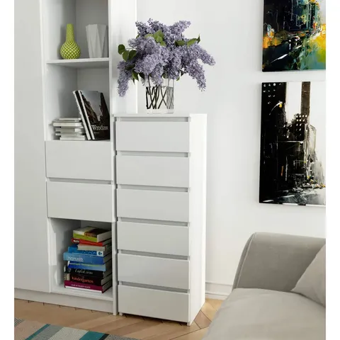 BOXED CHEST OF DRAWERS 17 STORIES CL6 WHITE 40CM 6 DRAWERS W 40 X H 109 X D 35CM (1 BOX)