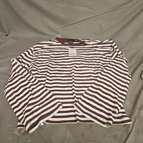 NOBODY'S CHILD INTERLOCK STRIPE TEE – BURGUNDY & WHITE, UK L