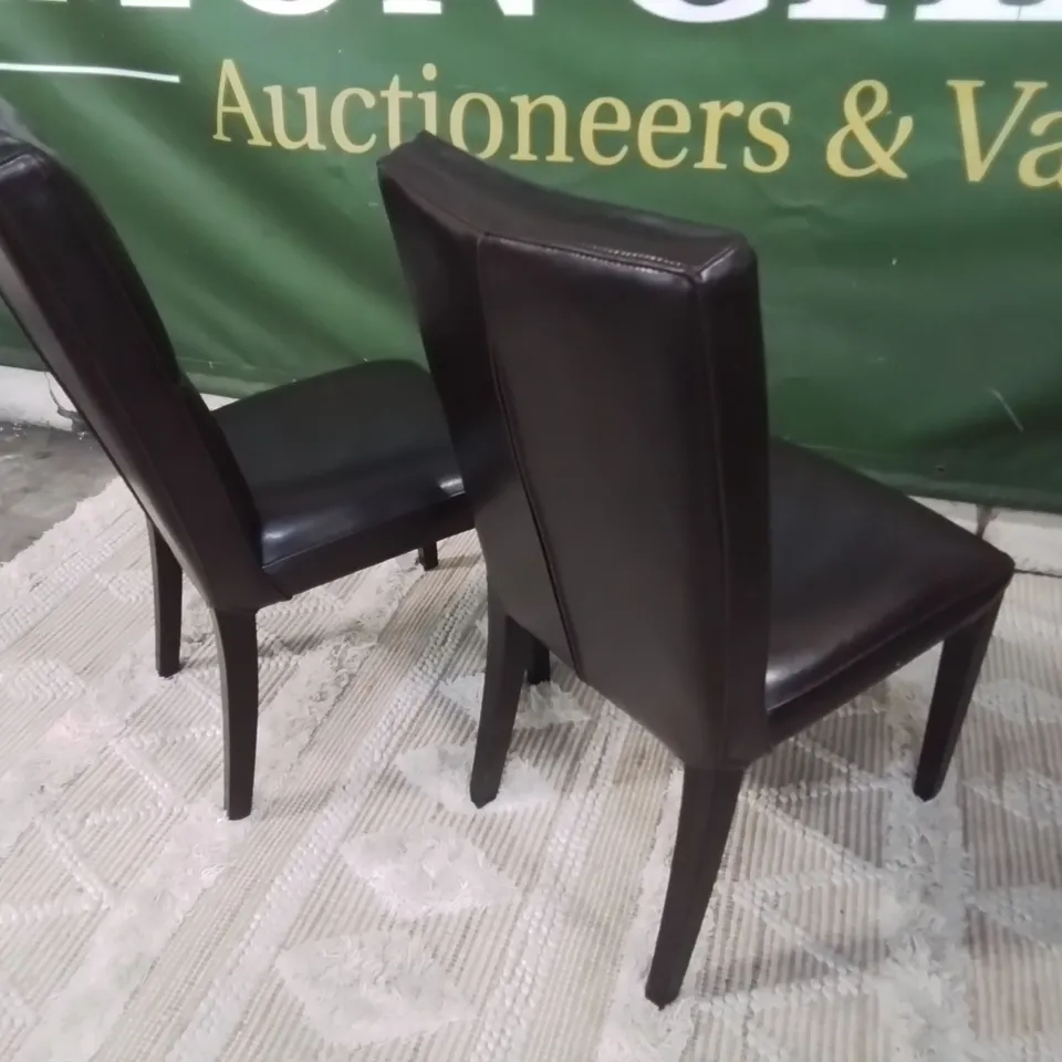 PAIR OF STONE INTERNATIONAL BROWN LEATHER DINING CHAIRS  RRP £598