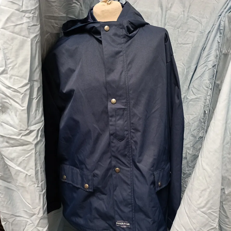 PENDLETON WEATHER JACKET – NAVY, THE JOURNEY WEST COLLECTION, UK SIZE L