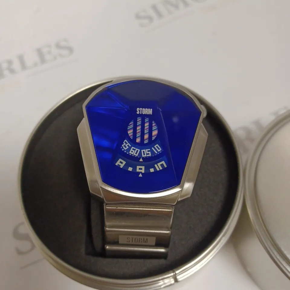 BOXED STORM DARTH LAZER BLUE DIAL WATCH - BLUE & SILVER