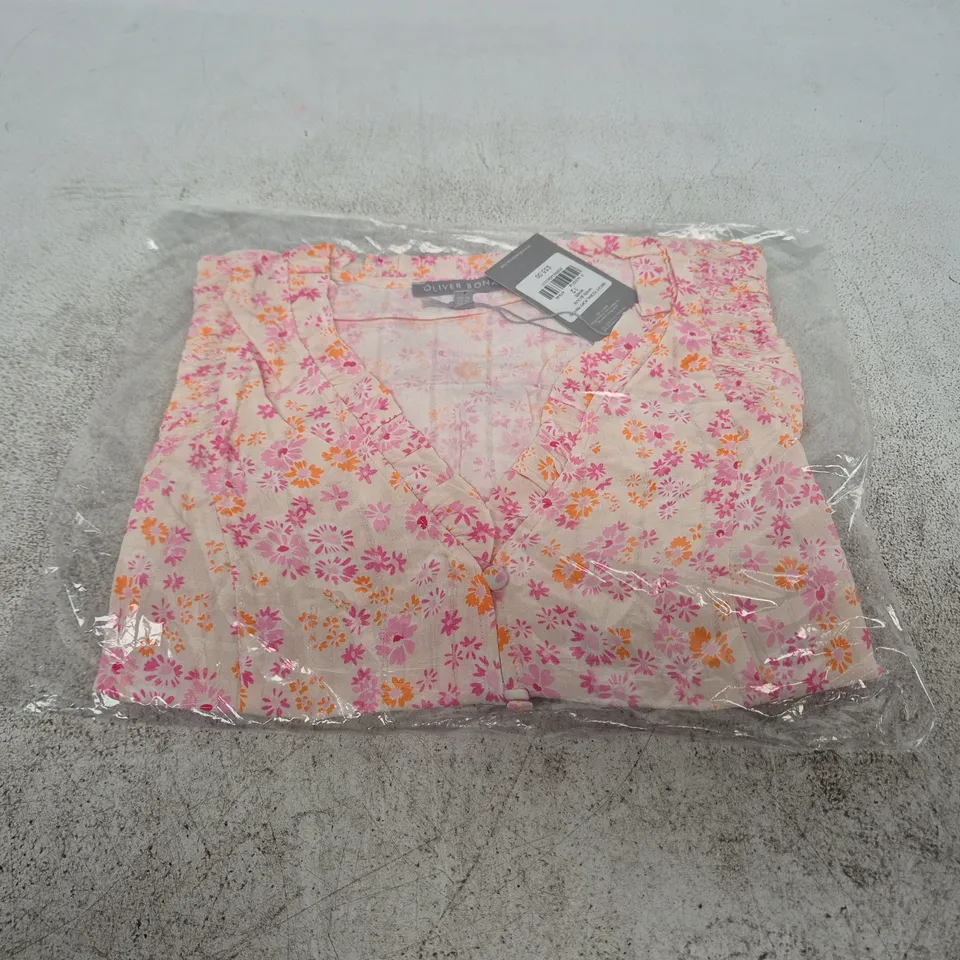 OLIVER BONAS WHITE FLORAL BLOUSE – UK 12
