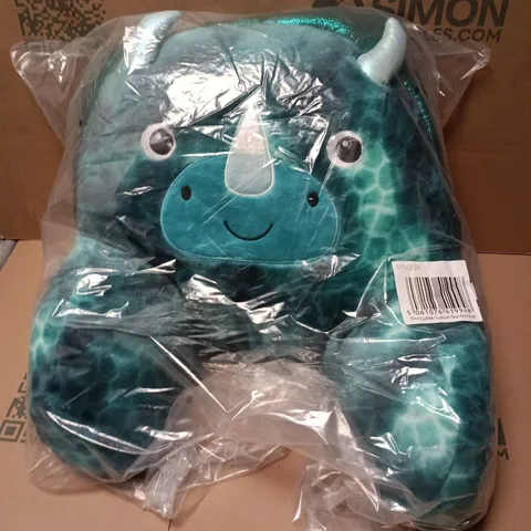 BAGGED SNUGGLZ DINO CUDDLE CUSHION IN TEAL - ONE SIZE