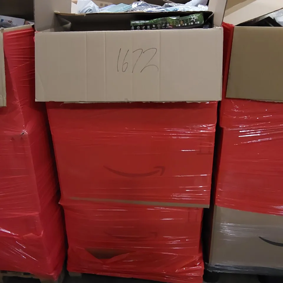 PALLET OF ASSORTED HOUSEHOLD ITEMS AND CONSUMER PRODUCTS. INCLUDES TOYS, CAT TOYS, CLOTHES, PLUSH ETC 