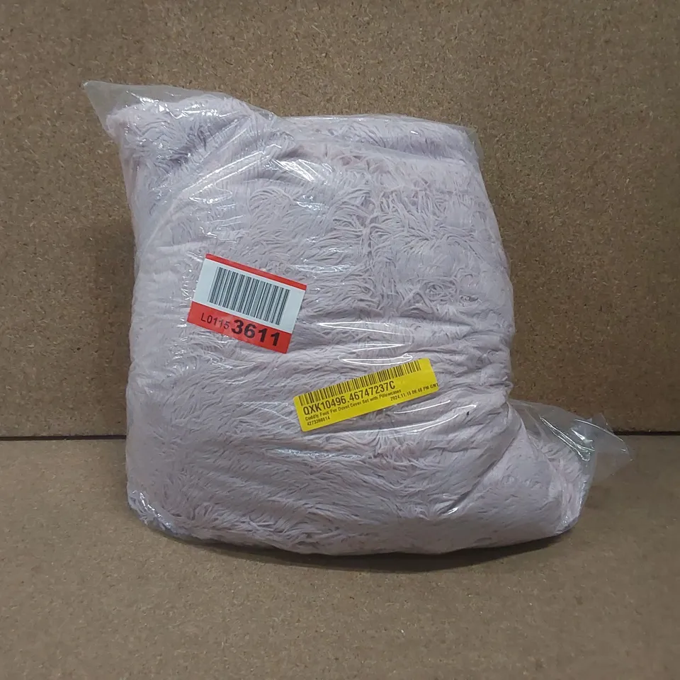 BAGGED CUDDLY FAUX FUR DUVET COVER SET - BLUSH // SIZE: SINGLE 