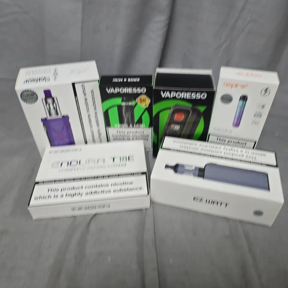 APPROXIMATELY 20 ASSORTED VAPE & E-CIGARETTE PRODUCTS TO INCLUDE BRANDS SUCH AS INNOKIN, ASPIRE, VAPORESSO, ETC