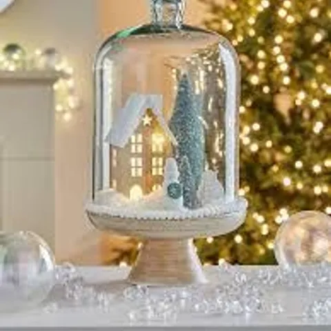 BOXED WINTER SCENE LIT CLOCHE CHRISTMAS DECORATION