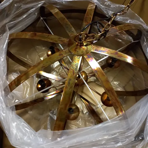 BOXED DAR SYMBOL 6 LIGHT PENDANT PETROL COPPER FINISH