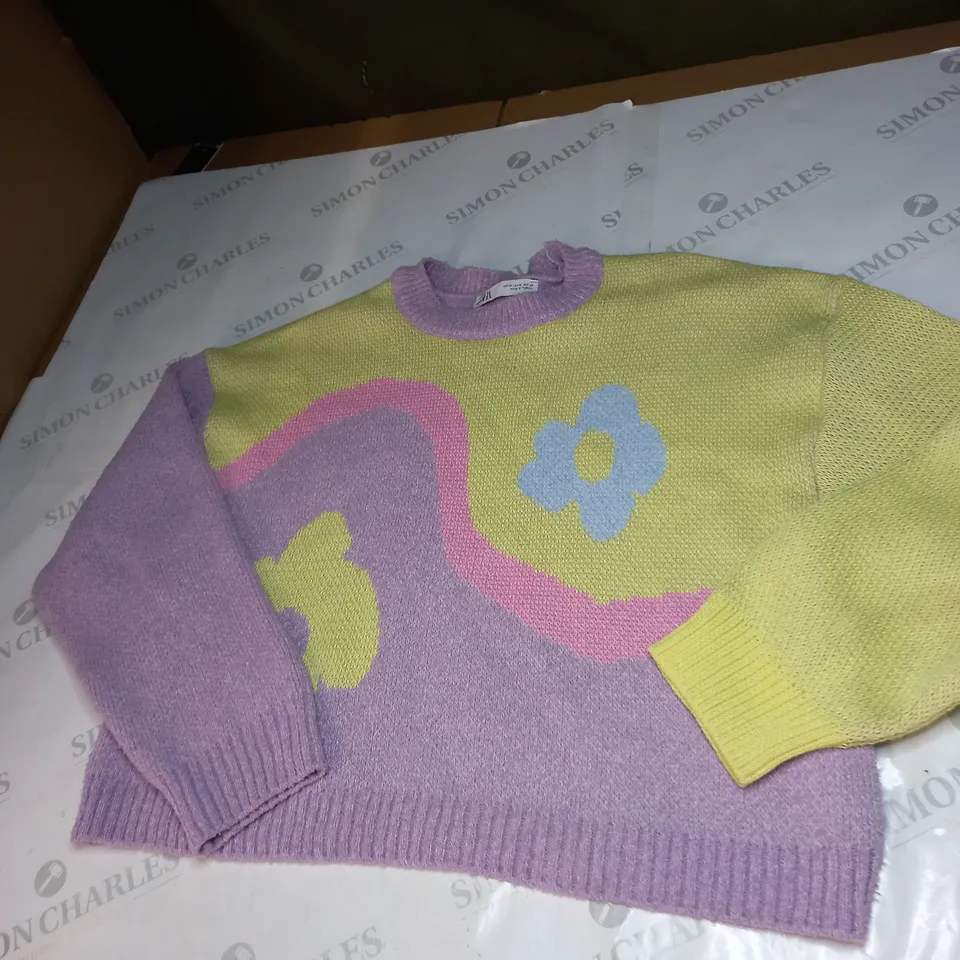 WOMENS FLORAL KNITTED JUMPER SIZE M